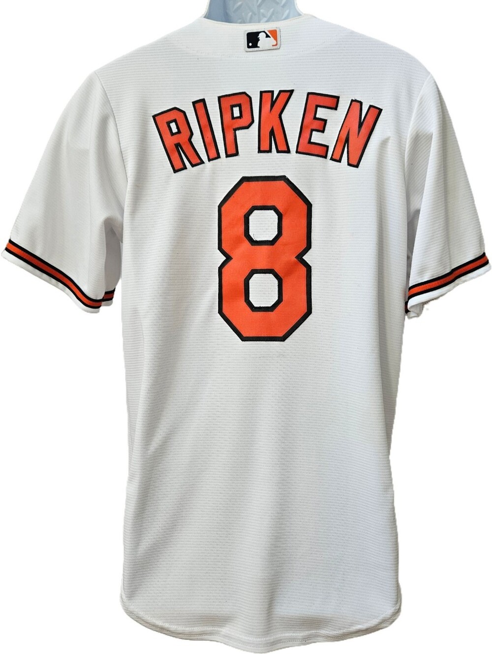 Majestic White & Orange Ripken #8 Men's Baseball Jersey